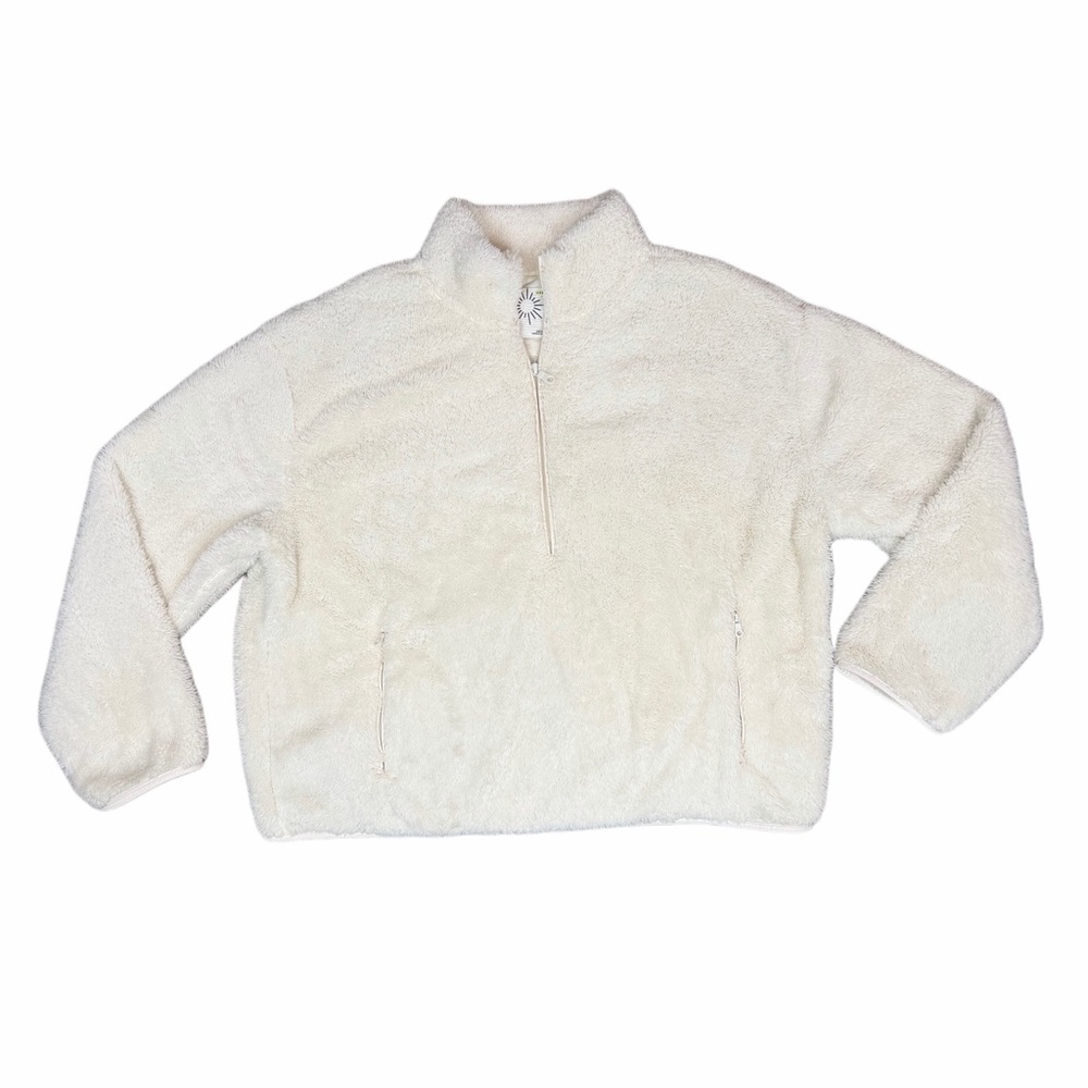 Aerie Women’s Large Cream Sherpa Quarter-Zip Hoodie